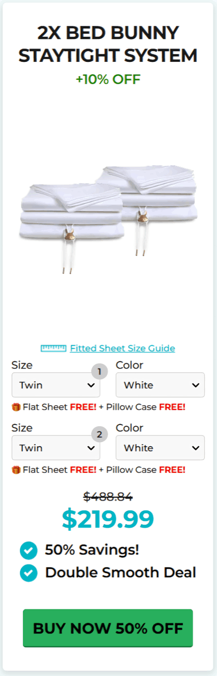 BED BUNNY STAYTIGHT SYSTEM offer price 